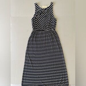 Maeve Anthropologie Navy and White Striped Maxi Sleeveless Dress